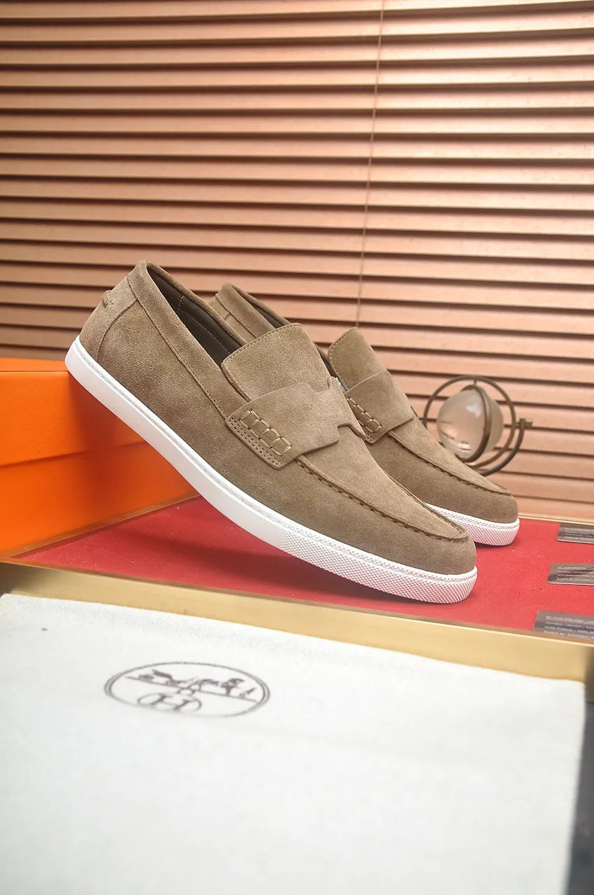 Men's Men's Shoes💰560💶[[HERMES]] (High-end Niuli) New 🍀 HERMES - top version of Hermès classic casual leather shoes! Made of imported original cowhide, the inner top layer is comfortable cowhide lining! Original wear-resistant rubber outsole! High quality products! Code number 39-45 (45 customized)